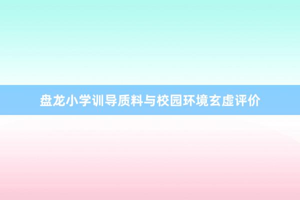 盘龙小学训导质料与校园环境玄虚评价